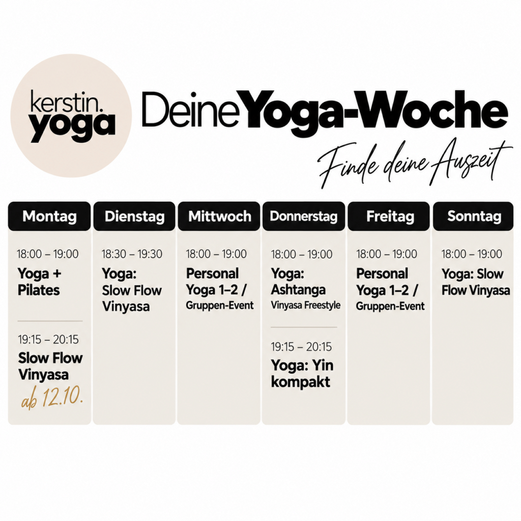 Yoga Stundenplan Harxheim bei Mainz | kerstin.yoga 1 Deine Yoga-Woche bei kerstin.yoga Stundenplan Übersicht